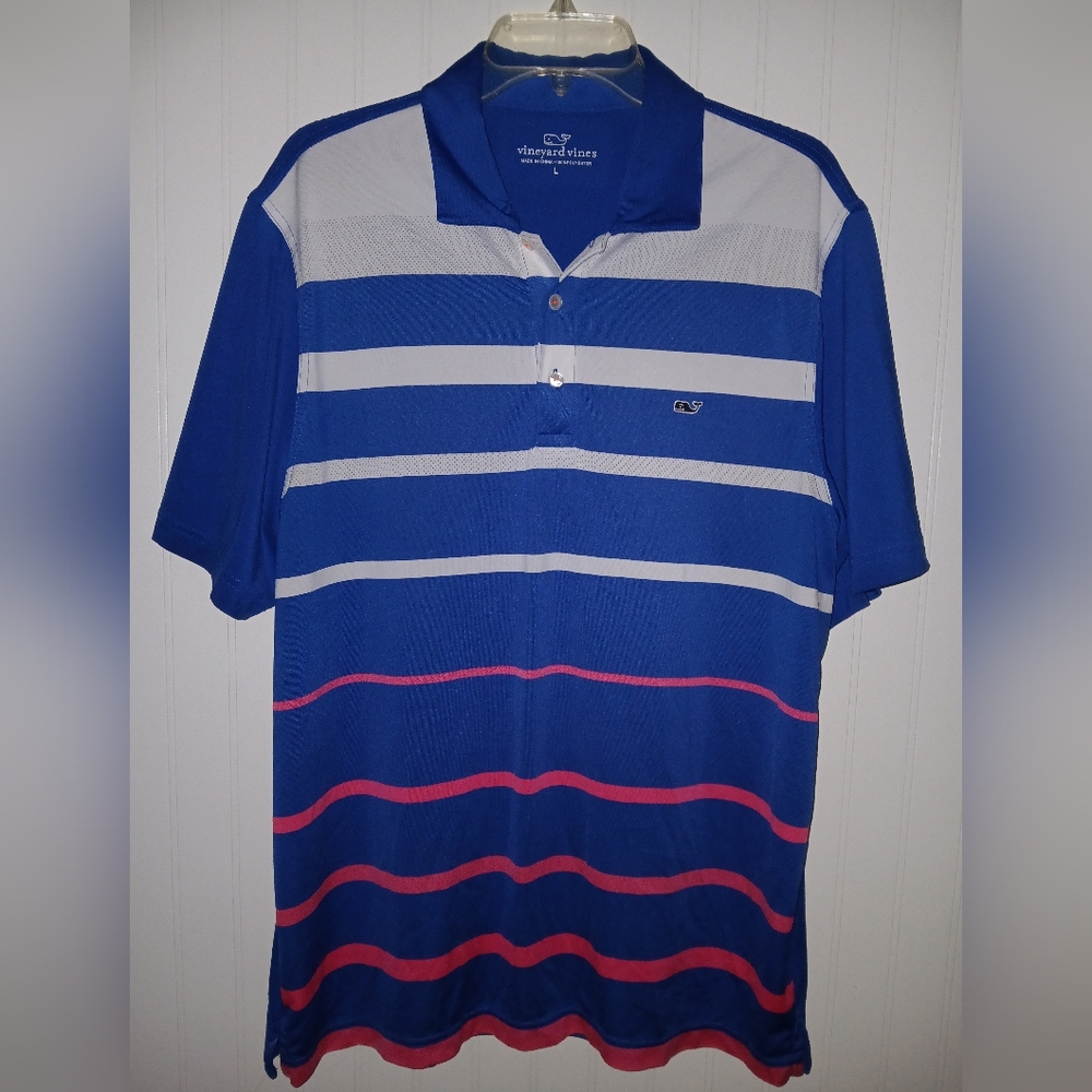 VINEYARD VINES mens LARGE blue striped polo shirt